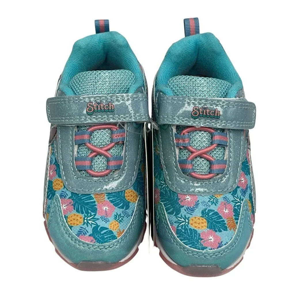 New Disney Lilo and Stitch Aloha Toddler Girl Light Up Sneakers Size 7 Shoes Box
